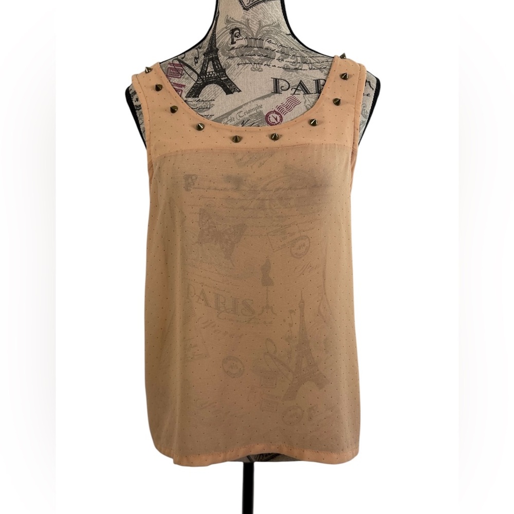 Charlotte Russe Coachella Studded Rocker Chic Y2K Tan Sleeveless Top Size L